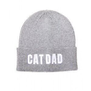 Grey Cat Dad Knitted Beanie Hat for Men Embroidered Soft Cozy Gift Statement NWT